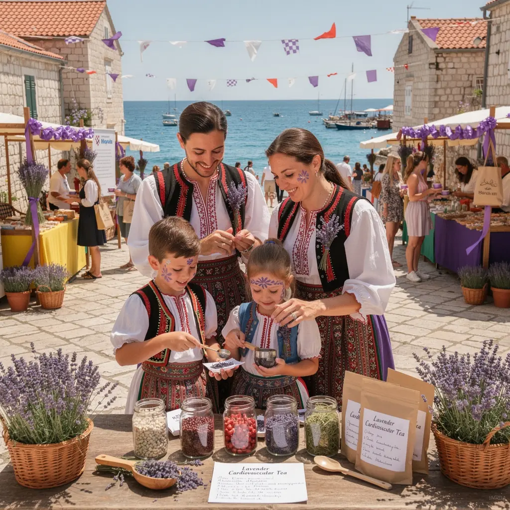 Sušeni cvjetovi lavande u staklenoj posudi, simbolizirajući mirisnu aromu čaja.